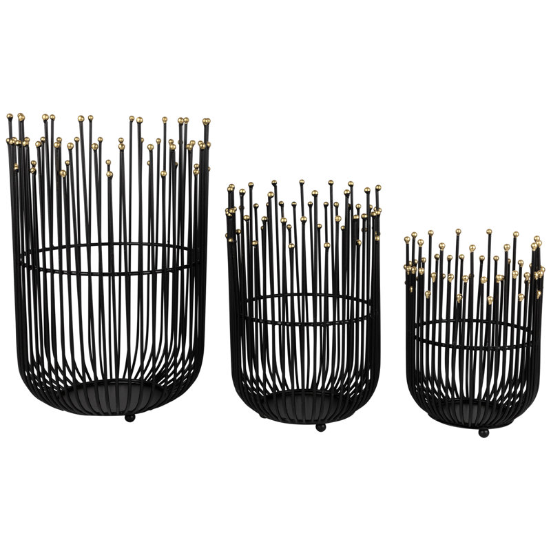 Medieval Style Iron Pillar Candle Holders - 12.75" - Black - Set Of 3