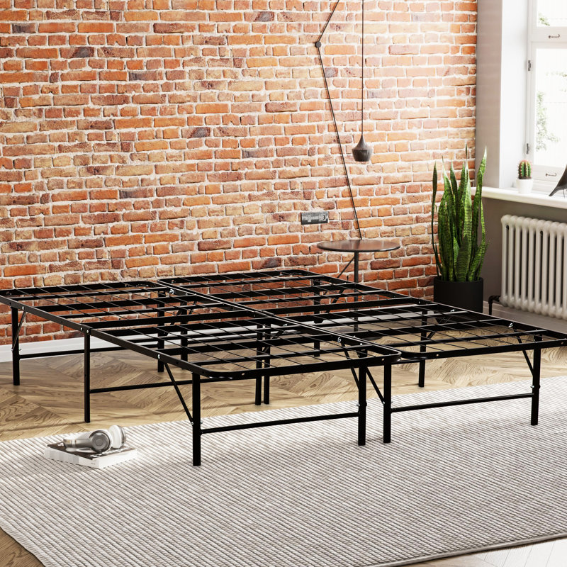 Sommier de lit plateforme en métal noir - taille double, construction pour une utilisation à long terme, excellent soutien, espace de rangement disponible, processus d'assemblage facile, base noire, structure, excellente installation