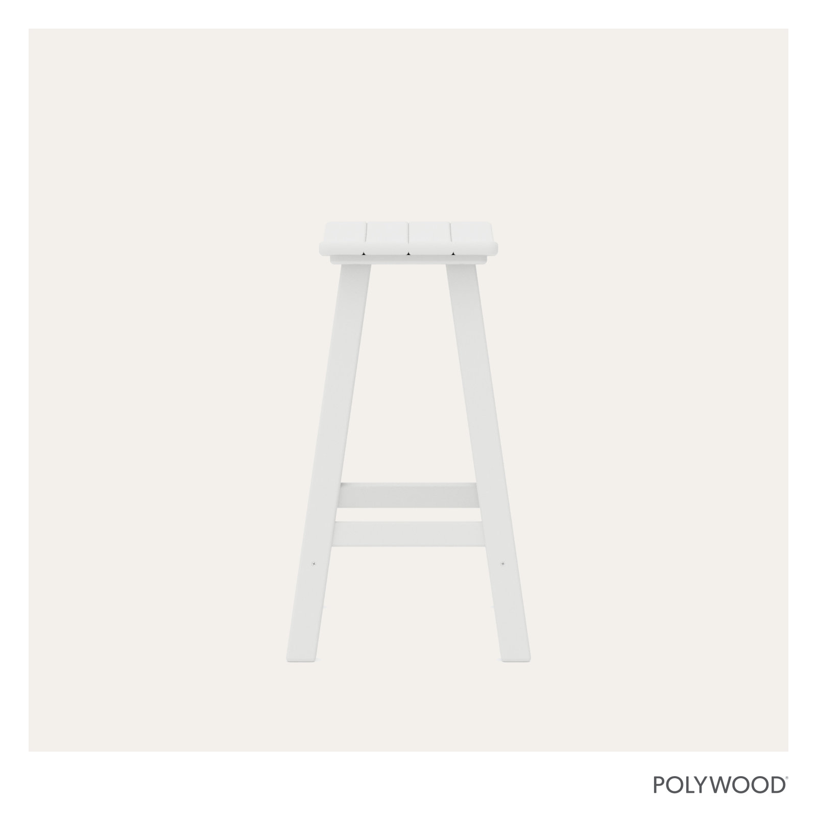 POLYWOOD Traditional Garden Patio Bar Stool, White, 24.75" H