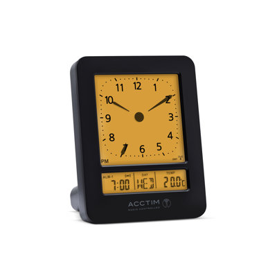 Acctim Sinclair Digital Alarm Clock Radio Controlled Dual Couples Crescendo Alarm Date & Temperature Display Black