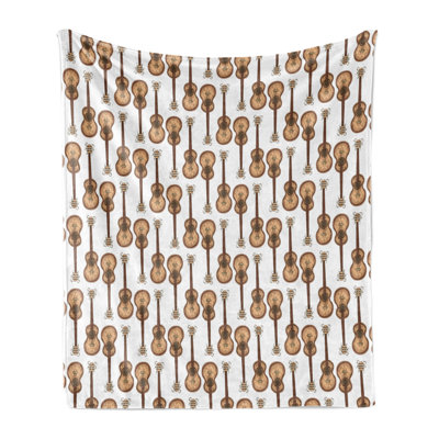 Ambesonne Music Throw Blanket Wooden Acoustic Guitars Art