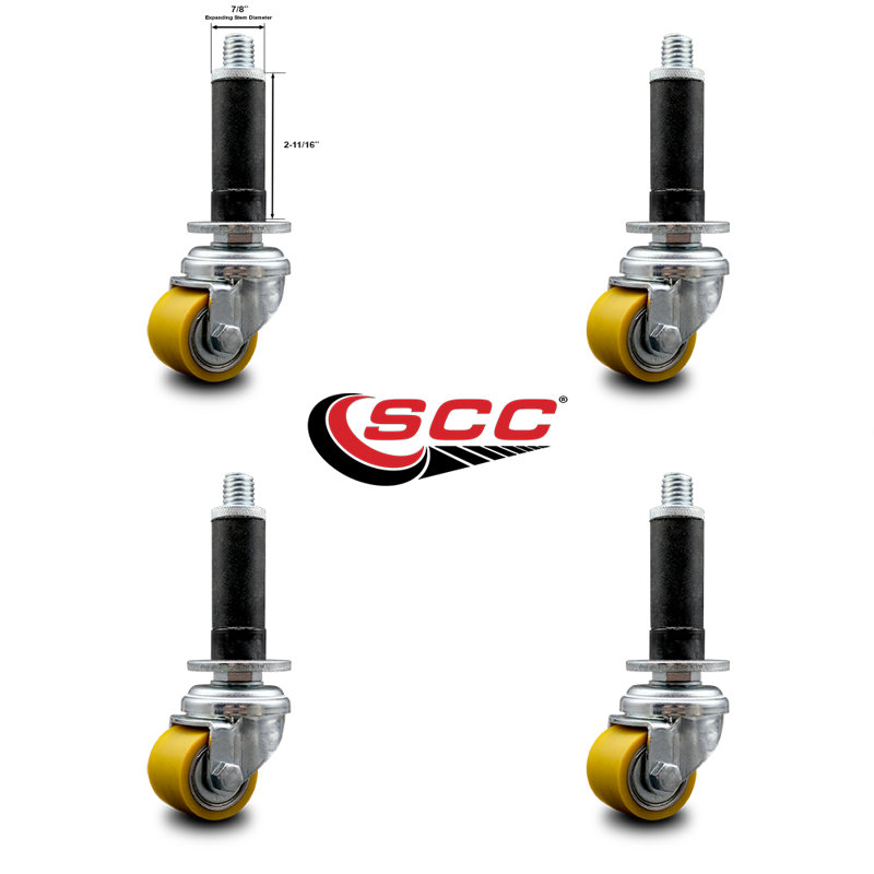 Ensemble de roulettes extensibles à profil bas sur roulettes en polyuréthane à profil bas de 35 mm et 7/8 pouces de 4 / SCC-EX04S13810-PUB-78-4