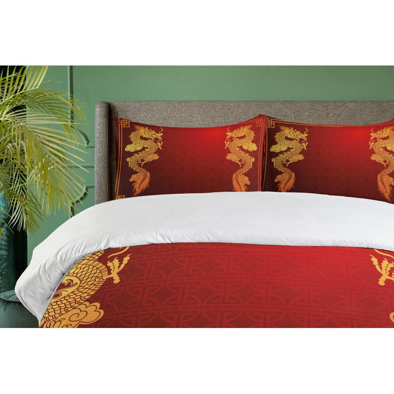 Dragon Modern & Contemporary Polyester Duvet Cover, Twin Duvet Cover + 1 Standard Sham