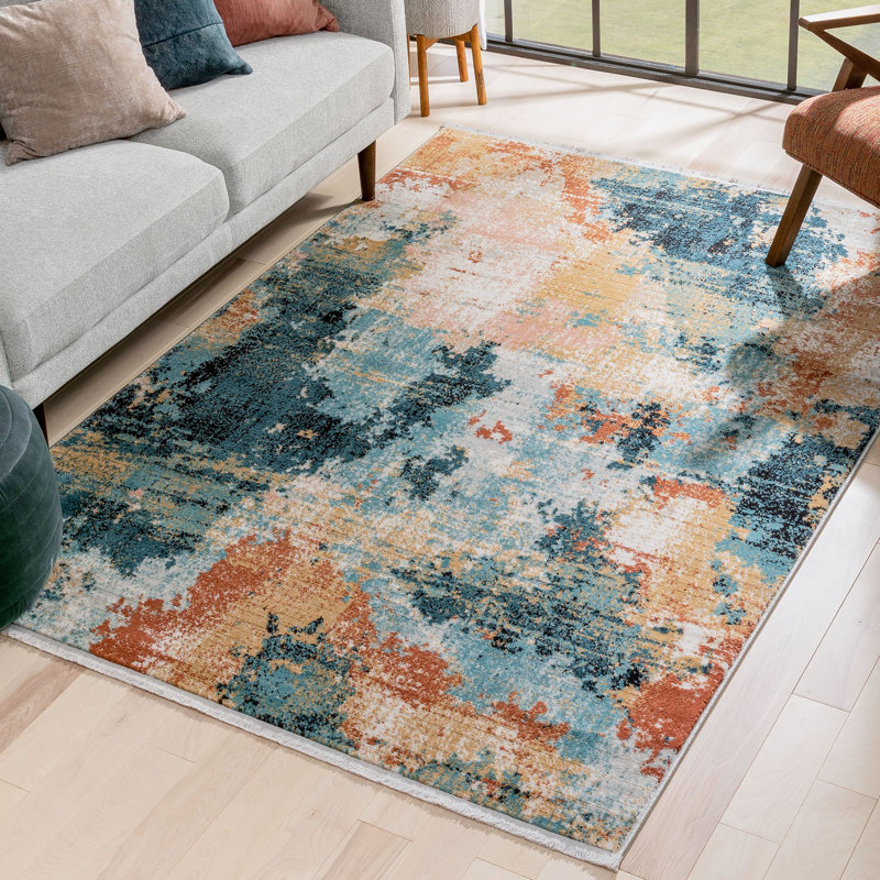Indira Abstract Synthetic Area Rug, Runner 67 x 220cm