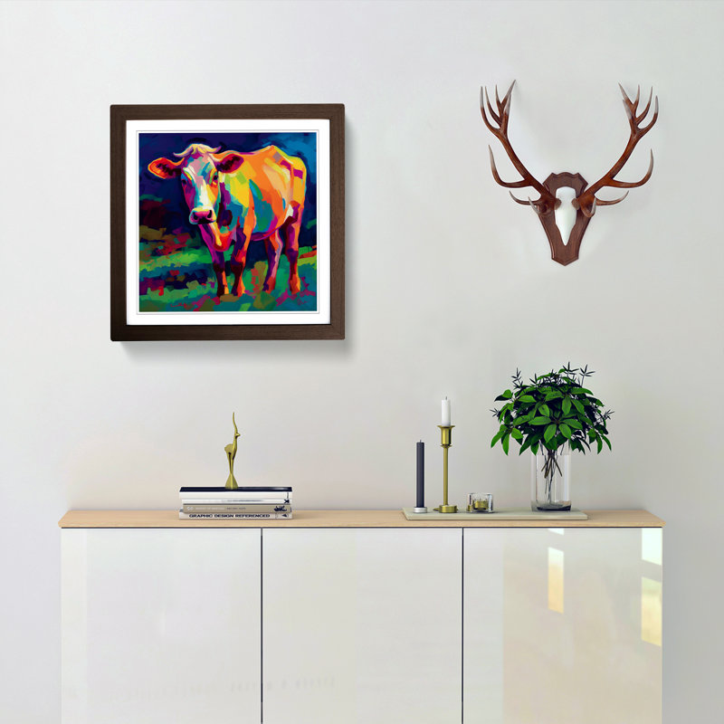 Cow Fauvism No.2 - Framed Print, Walnut