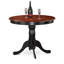 L'ensemble 3 pièces de table et chaises de cuisine comprend une table de salle à manger ronde avec piédestal et 2 chaises en bois massif, noir et cerisier-866058938-866058942