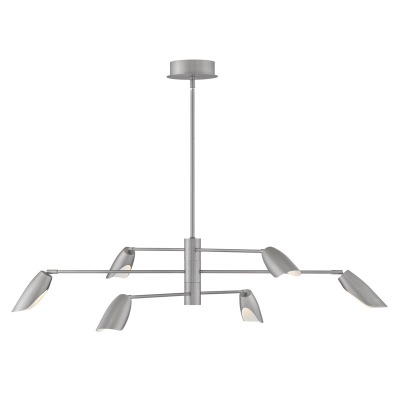Bowery 6 - Light Sputnik Modern Linear Chandelier, Black, 11"H x 50"W x 50"D