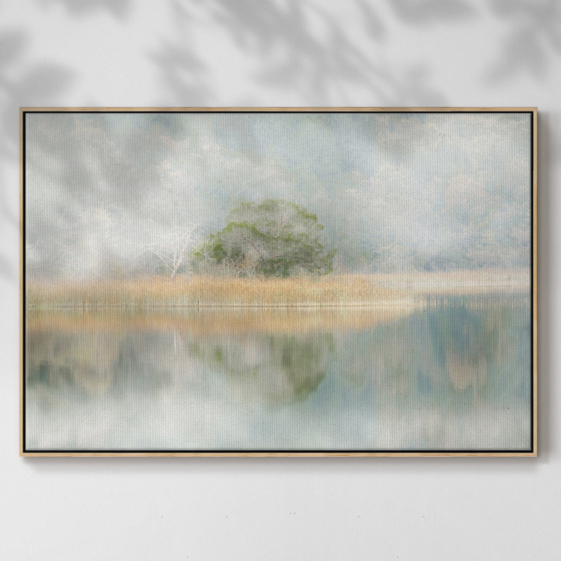 Silent Morning River, reproduction d'art sur toile, Bois naturel, H 25 po x l 37 po x P 2 po