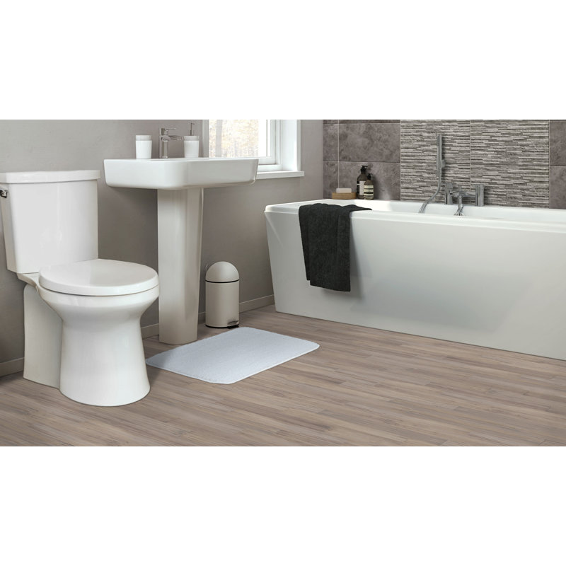 Monarrez Nylon Bath Rug with Non-Slip Backing, Single- 24" L x 17" W, White