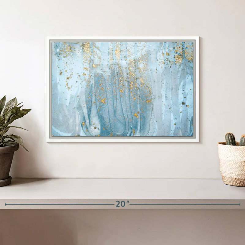 Giard bleu clair, Cadre flottant blanc, 13 po x 9 po