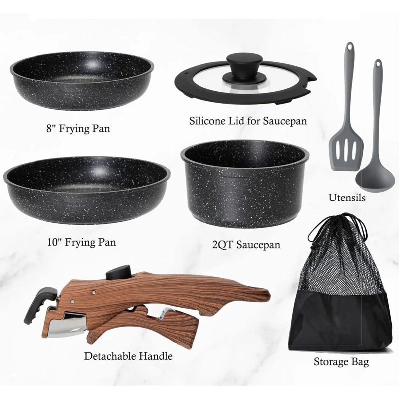 Batterie de cuisine antiadhésive en aluminium 8 pièces Dilar, Black