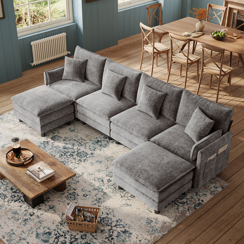 Arale 129'' Chenille Upholstered U Shaped Modular Sectionals