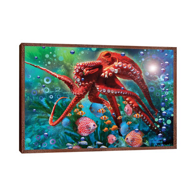 Red Octopus by David Loblaw - Print on Canvas