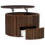 Table basse ronde moderne à plateau relevable avec rangement dissimulé et design cannelé