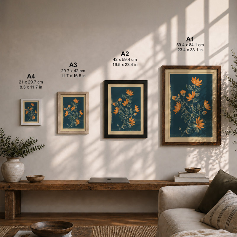 Golden Study Botanical - Framed Print, A2 - 59.4 x 42.0 cm, Unframed
