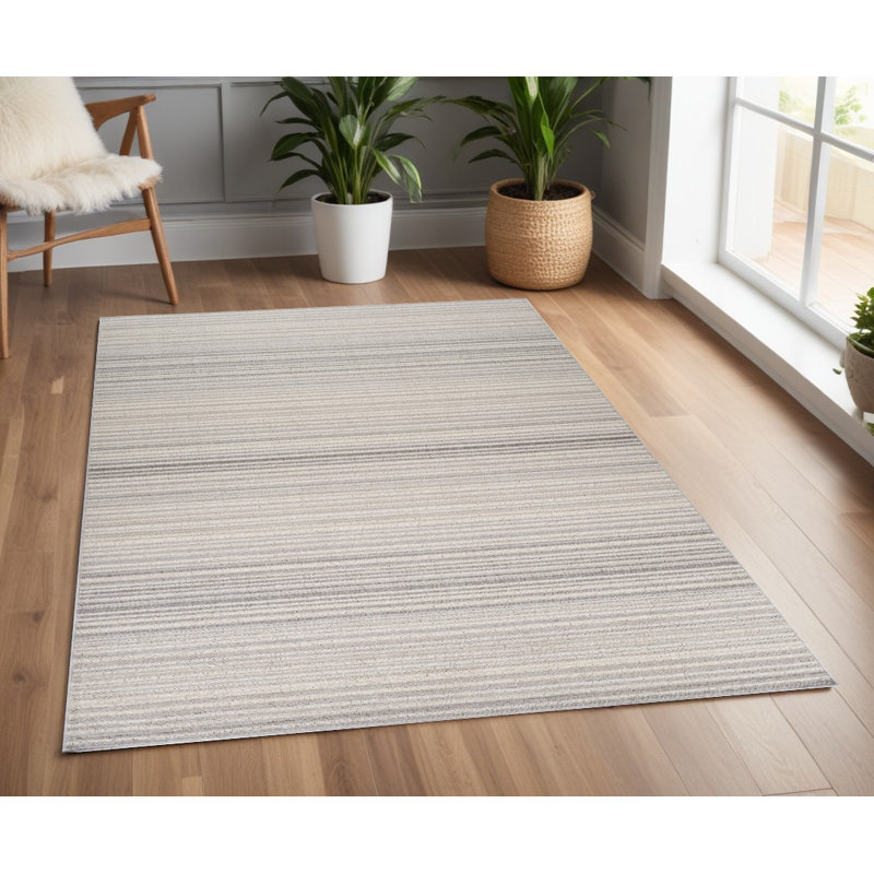 Tapis abstrait gris et ivoire 4 pi x 6 pi