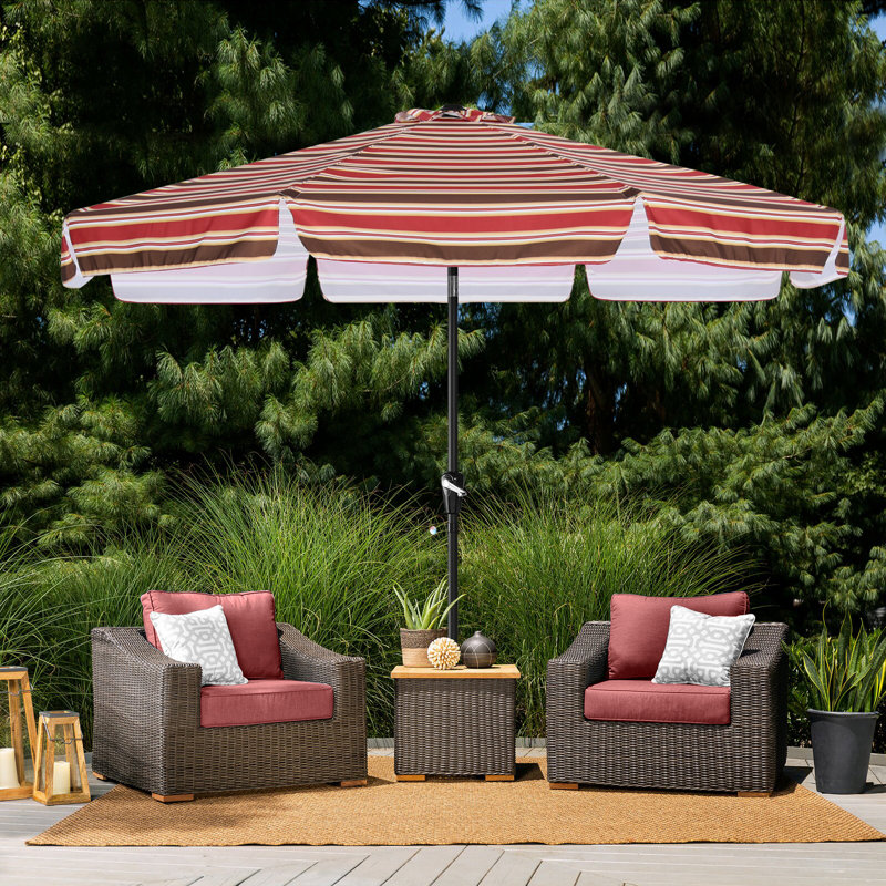 Parasol de marché 9 pi Hobert, Rouge / brun, H 94,5 po x l 106 po x P 106 po
