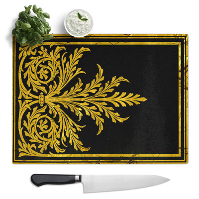 Golden Foil Relief  Glass Chopping Board