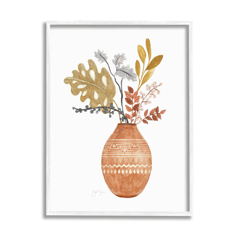 Botanical Plant Still Life Boho, motif aztèque à motif noir, estampe numérique, art texturé par Tava Studios
