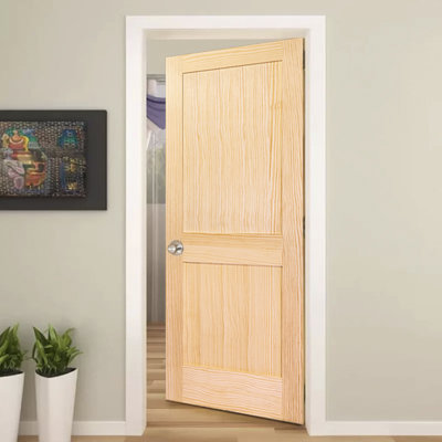 Porte en bois brut 2 panneaux Shaker