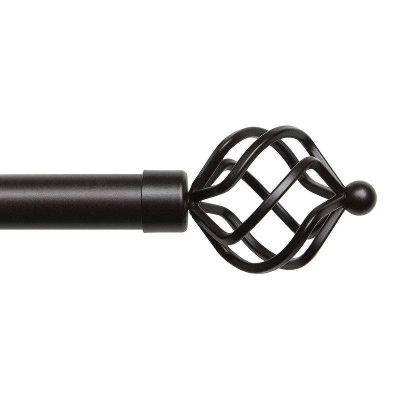 Exclusive Home Torch Curtain Rod and Coordinating Finial Set, Adjustable, 36" - 72", Bronze