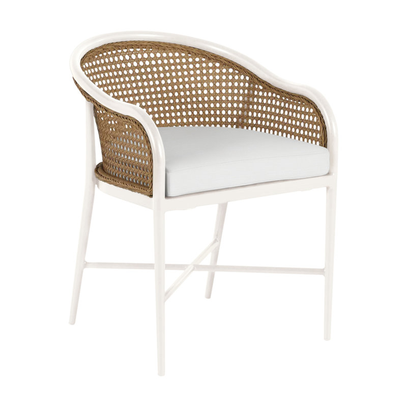 Havana Arm Chair, No Welt, Chalk/Natural Cane, Rollo Lace
