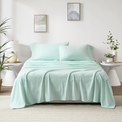 Ensemble de 4 très grand drap, 100% molleton, douillet et ultra doux, boulochage, lavable à la machine, avec drap plat, 2 taies d'oreiller