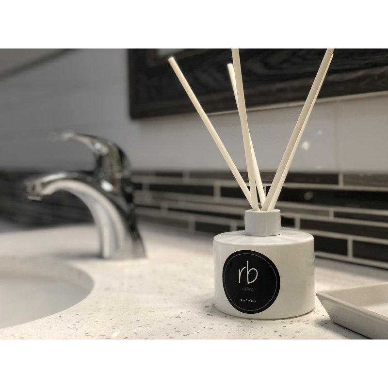 Black Sea Scented Reed Diffuser - Deep Ocean Luxury Home Fragrance, Modern 6 oz White Glass Bottle, Long-Lasting 12 - 16 Weeks.