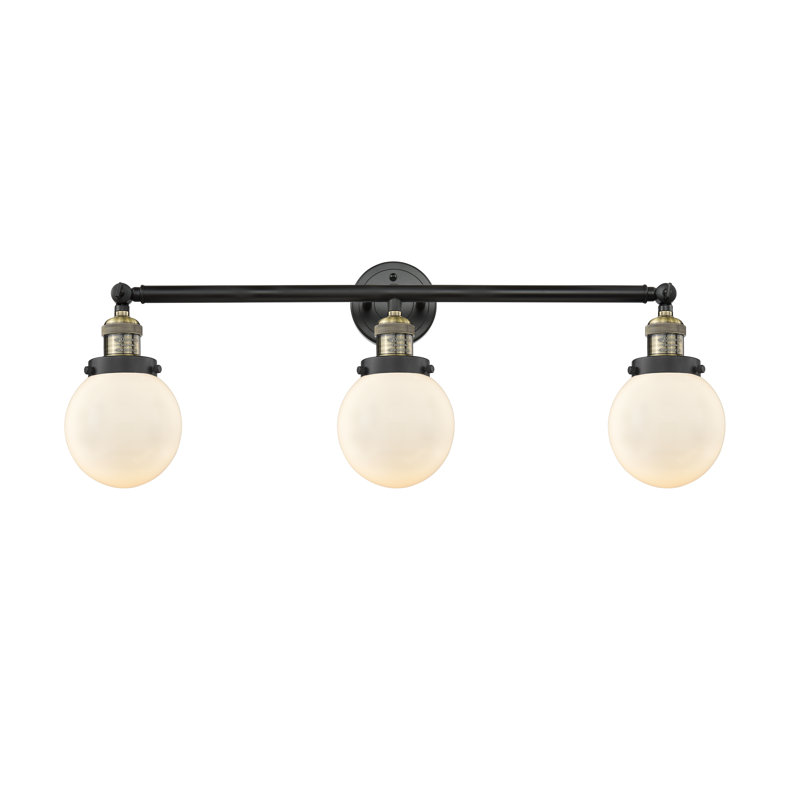 Éclairage de salle de bain à intensité variable 3 lumières Zarmayr, Blanc mat, Ampoule incandescente rétro de 60 watts