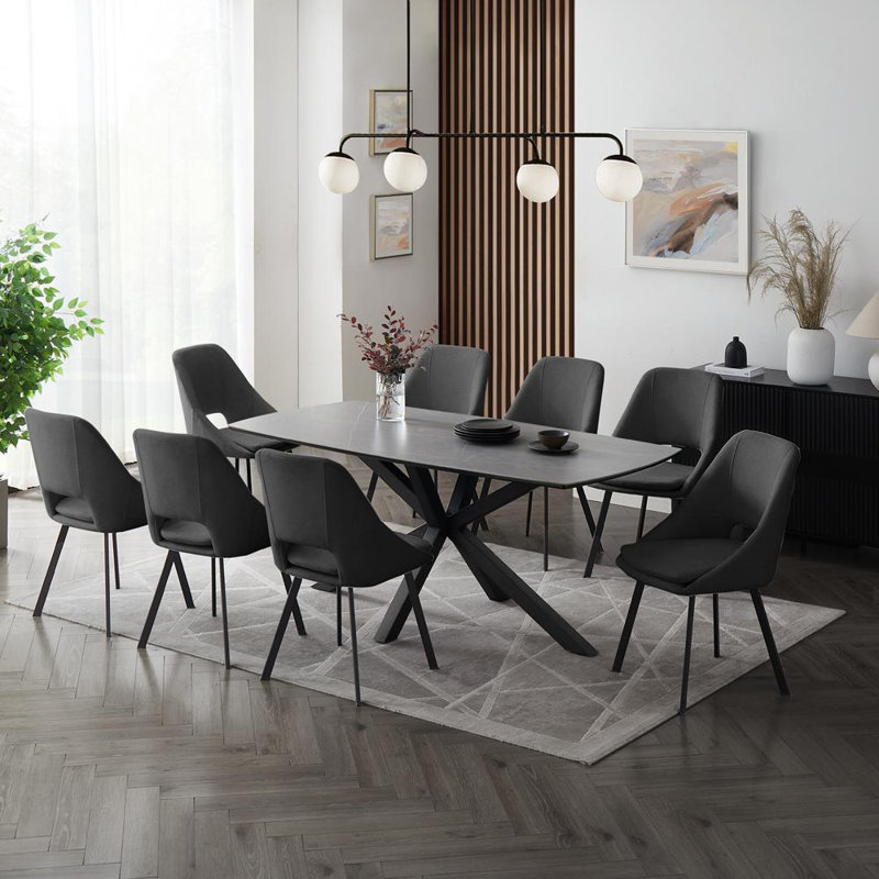 Deanie 8 - Person Dining Set, Dark Gray