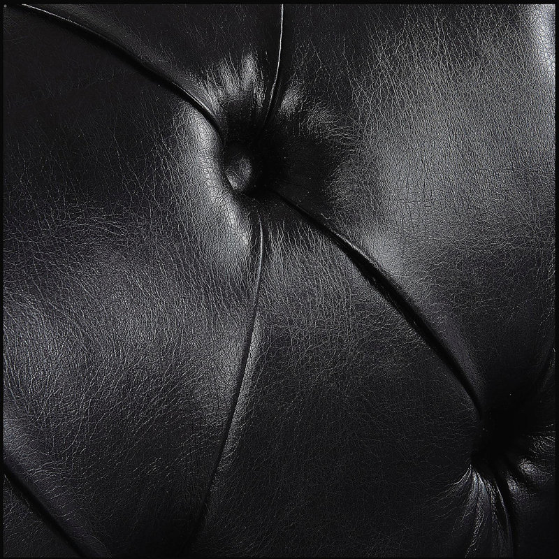 Canapé à trois places avec coussin carré amovible de 84,06 pouces de largeur et accoudoirs traditionnels, Noir
