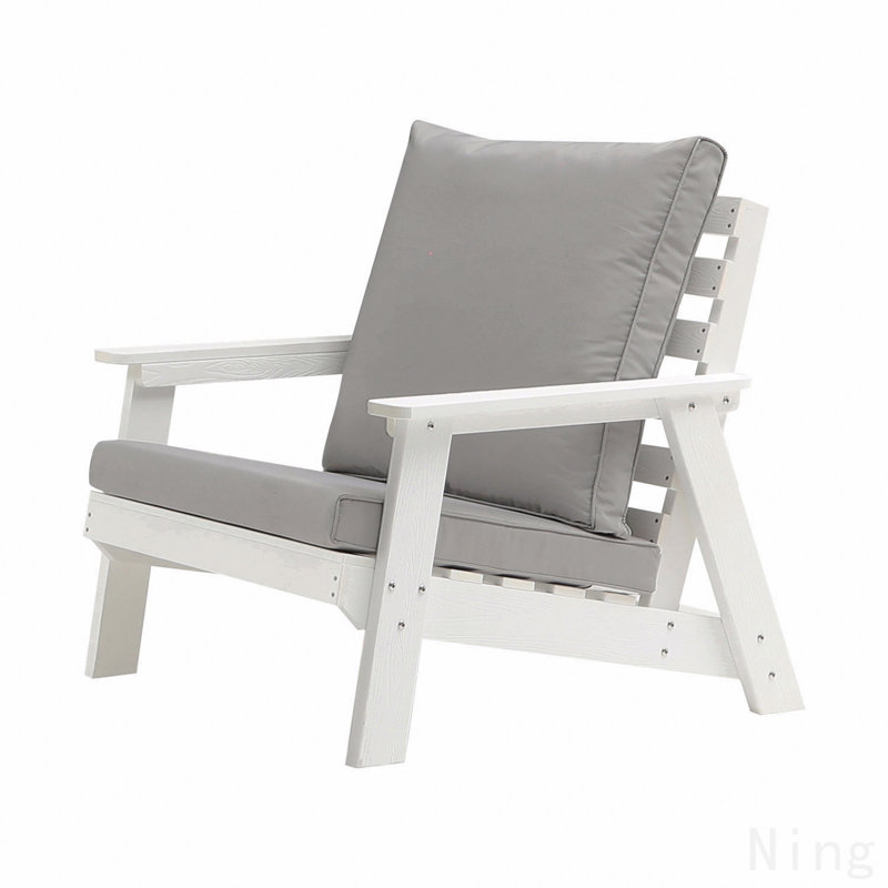 Canapé d'extérieur simple avec coussin toutes saisons, blanc / gris
