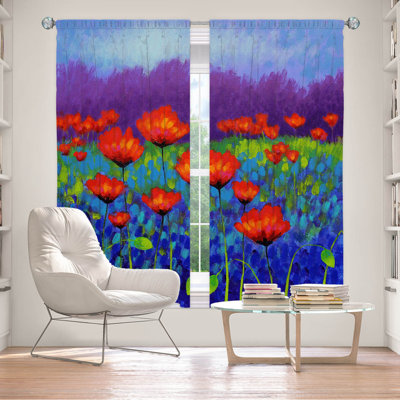 Ensemble de rideaux obscurcissant et isolant avec passe-tringle 2 pièces Delaughter Poppy Meadow