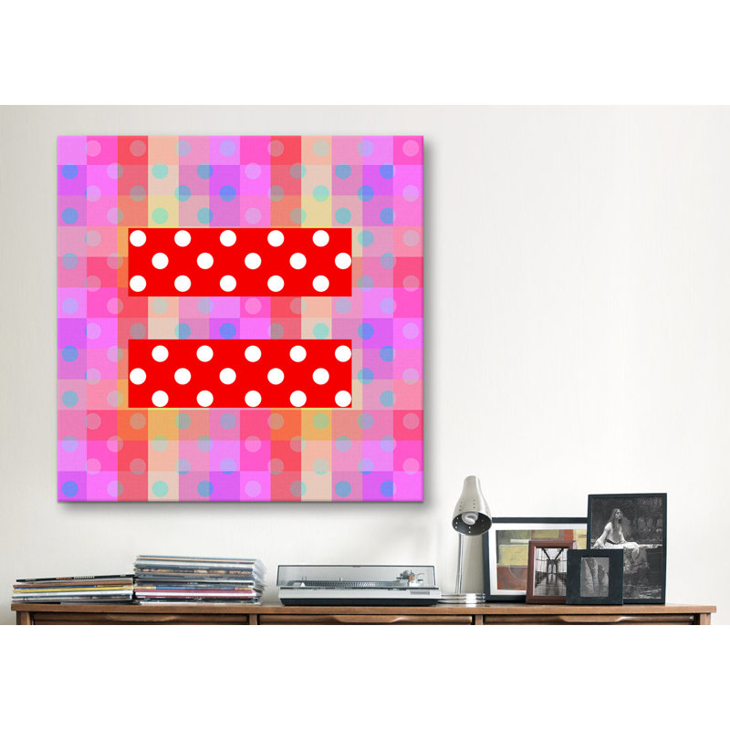 Gay signe d’égalité rouge, "equal rights symbol" , impression sur toile tendue en mauve, H 12 po x l 12 po x P 0,75 po