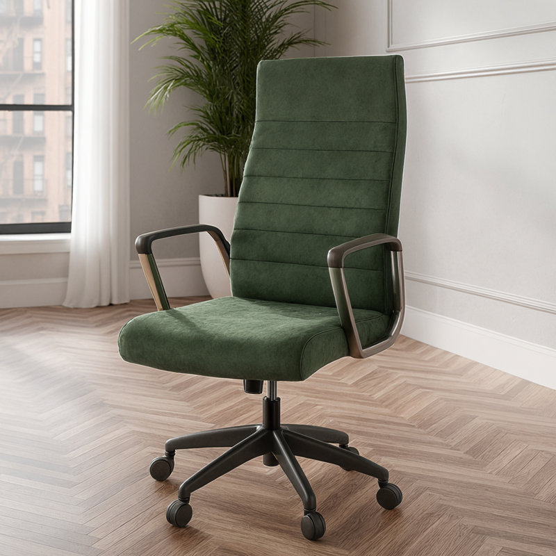 Hilton High-Back Ergonomic Faux Leather Executive Office Chair with Padded Arms, Swivel Base & Tilt Lock – Modern Adjustable Desk Chair for Home Office or Conference Room