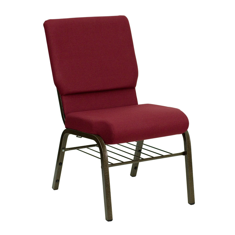 Chaise d'église en tissu 18,5 po Bernardston, Métal avec veines dorées, Bourgogne