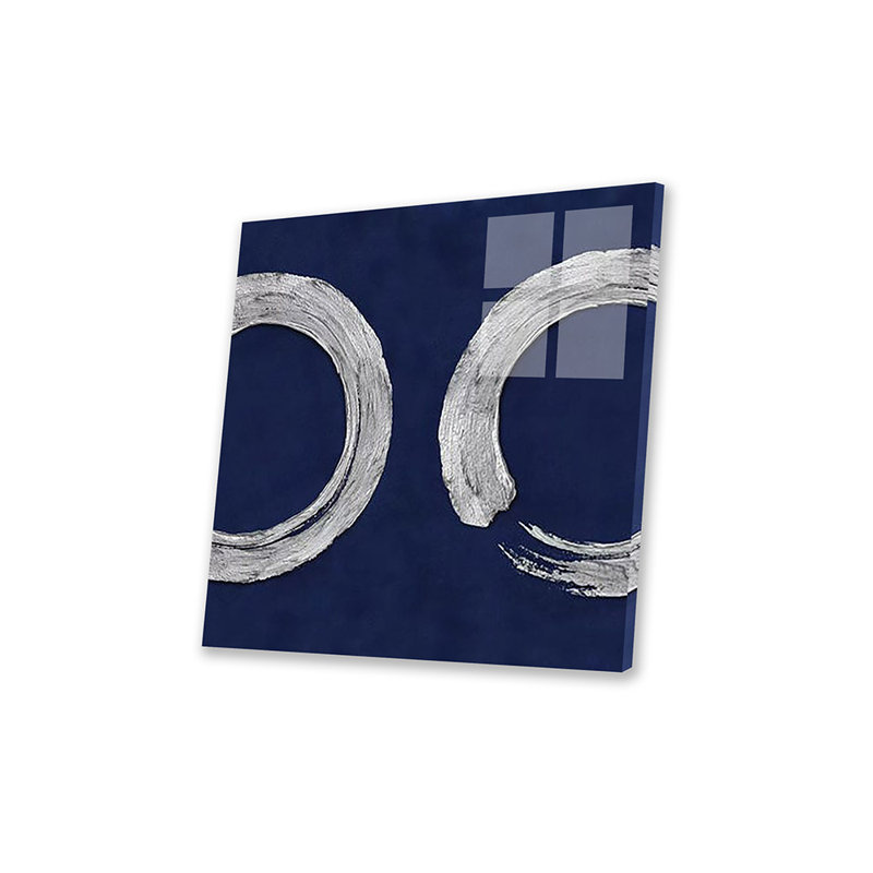 «Silver Zen Circle on Blue II» par Ellie Roberts, impression sans cadre, H 36 po x l 36 po x P 0,25 po