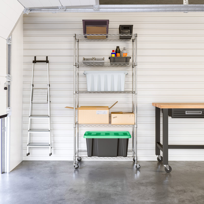 UltraDurable 5-Tier Adjustable Steel Wire Shelving Unit with Wheels
