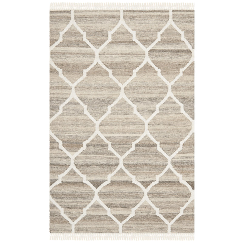 Mandell Geometric Wool Hand Woven Area Rug, Rectangle 122 x 183 cm