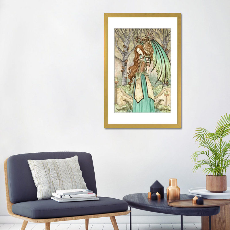 Jardin de la sagesse, H 32 po x l 24 po x P 1 po, Blanc, Papier avec cadre doré doré