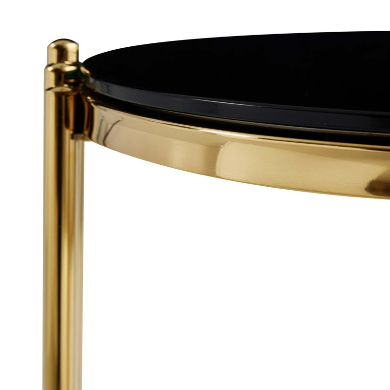 Table de bout ronde moderne avec rangement double couche et assemblage facile