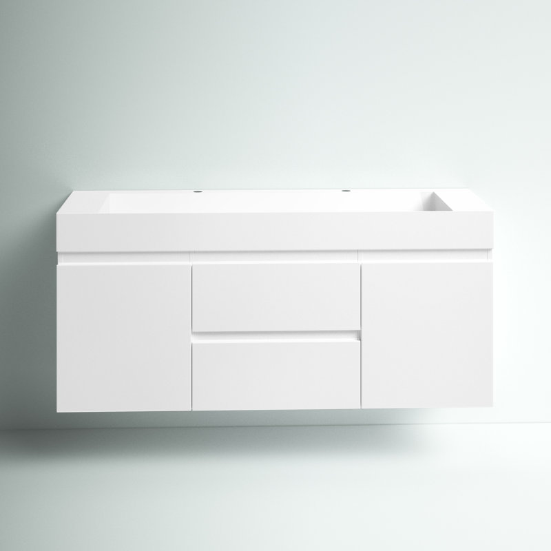 Babajide Bathroom Vanity with Acrylic Top, High Gloss White