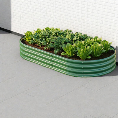 Spacious Planters, Galvanized Steel 6x3x1 Ft Modern Outdoor Garden Bed