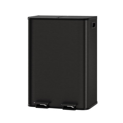 2 * 30L Black Kitchen Trash Can Stainless Steel Dual Compartment Garbage Can with Soft-Close Lid