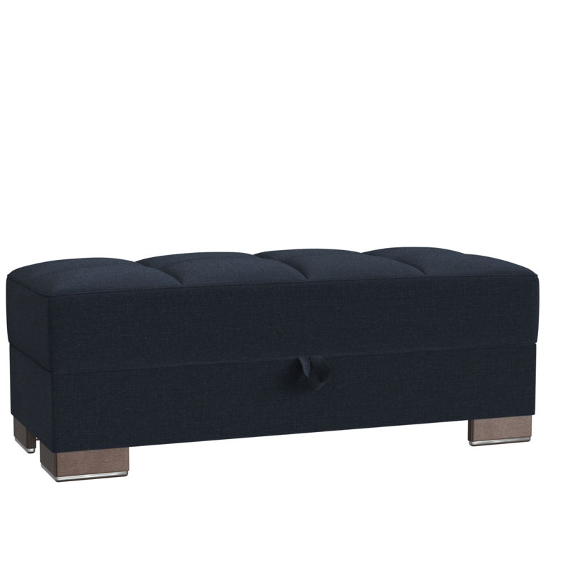 Repose-pieds en bois avec rangement Primenest Zenaero, Bleu très foncé