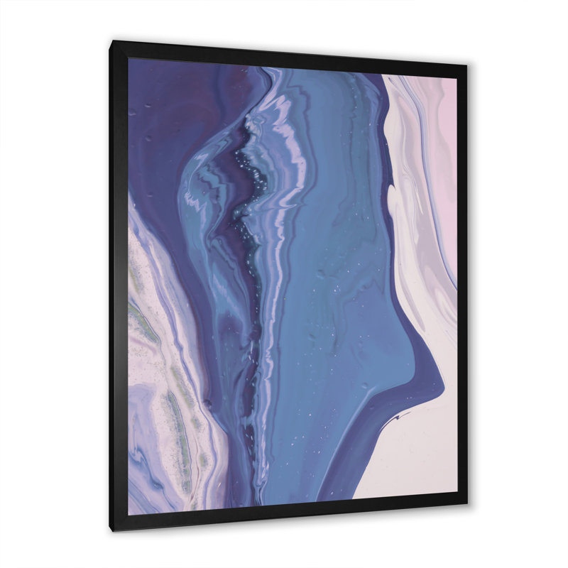 Luxueux marbre bleu tourbillon Flow Art VI - œuvre d'art moderne sur toile, Toile avec cadre noir, H 20 po x l 12 po x P 1 po
