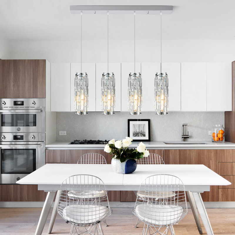 4-Light Modern Pendant Light Adjustable Pendant Light Fixture crystal pendant light, Chrome