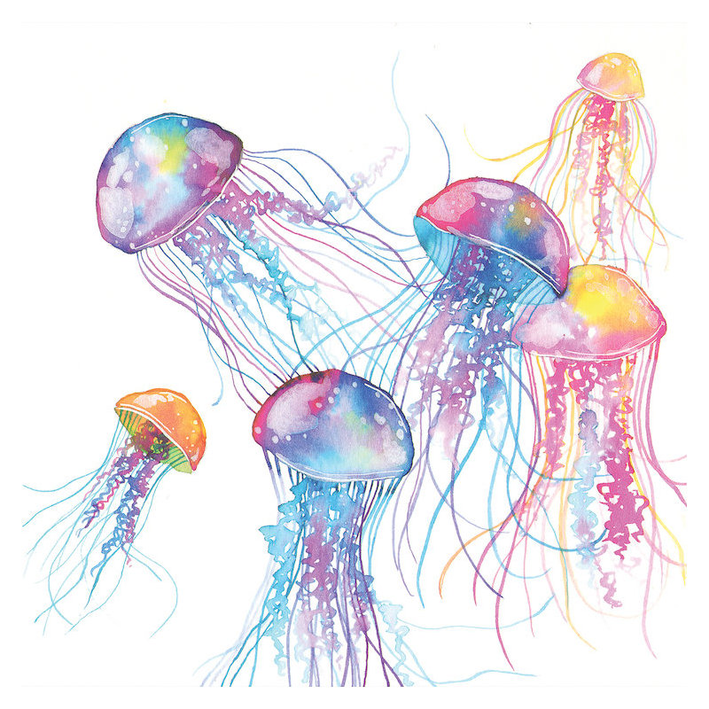 «Jellyfish», peinture sur toile tendue, H 26 po x l 26 po x P 1,5 po