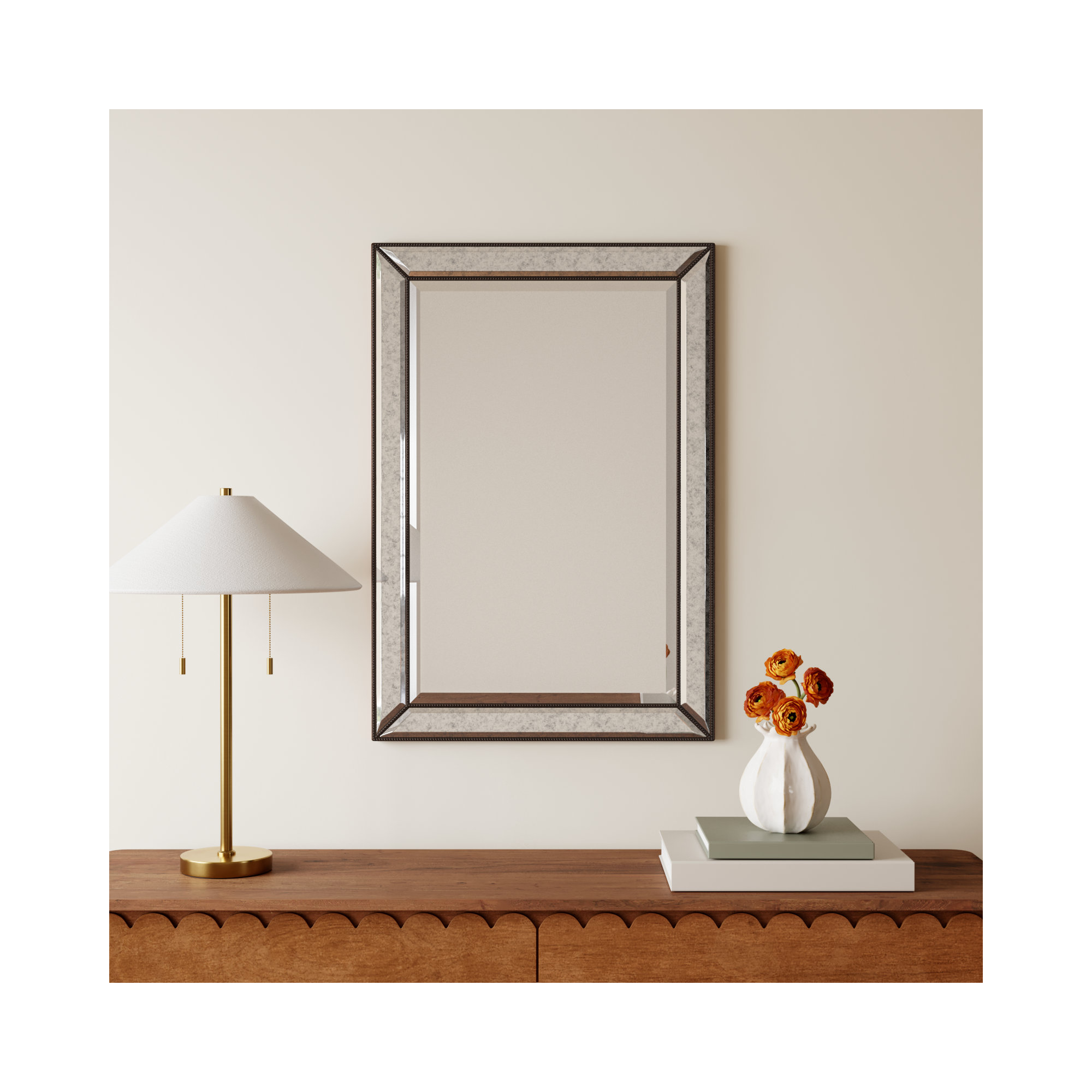 Farmingdale Solid Wood Rectangle Wall Mirror