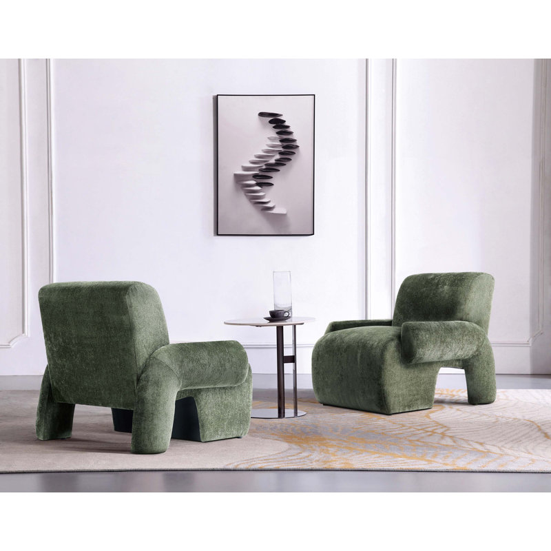Chaise d'appoint Verandah Mid-Century, Chenille vert olive Rosaleena